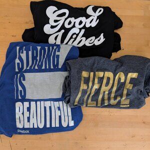 Set of 3 Workout Graphic Metallic Tank Tops Loose Soft Reebok & Interval XL